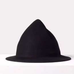 Wide Brim Hats Women's Caps Headwear Luxury Pure Wool Autumn/Winter Casual Woolen Pointy Heart Top Hat