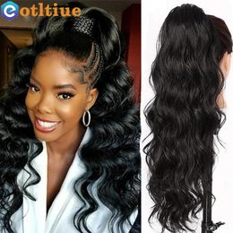 Body Wave Human Hair Drawstring Ponytail Clip In Brazilian Remy Natural Color Heat Resistant Tail For Women 240110