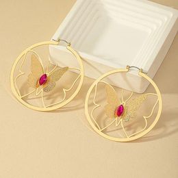 Hoop Earrings Geometric Butterfly Round For Women Holiday Party Gift Fashion Jewellery Ear Accessories DE069