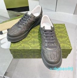 2024 Logo Leather Sports Shoe Dad Lace up Print Thick Sole Elevated Shoes Letter Print