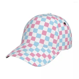 Ball Caps Transgender Pride Flag Checked Trucker Hats Accessories Casual Chequered Snapback Hat Casquette Suit For All Season