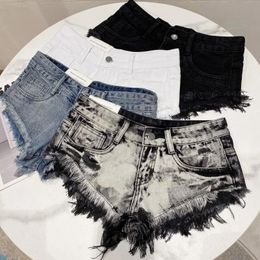 Shorts PREPOMP 2022 Summer New Design High Street Ripped Tassel Super Short Jeans Women Denim Shorts Vintage GB713