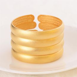 4 pcs Fashion Jewellery Bangle 2021 Trend 24 k Fine Solid Gold GF Matte Cuff Bracelet Women Retro High-Quality Bangles253E