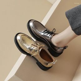 Dress Shoes 2024 Spring Autumn Women Pumps Natural Leather 22-24.5cm Cowhide Pigskin Full Loafers Lace Up Retro