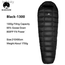 Sleeping Bags Black Snow New High Quality Goose Down Sleeping Bags Outdoor Camping Hiking Keeping Warm Adult Down Sleeping BagL240111