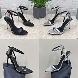 Designer Women High Heels Shoe Sexy Padlock Sandals Leather Pumps Spring 10.5cm Wedding Dress Shoes With Box 506