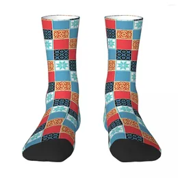 Men's Socks All Seasons Crew Stockings Azul The Tiles Inspired Art Harajuku Casual Hip Hop Long Accessories For Men Women Gifts