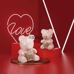 Decorative Objects Figurines BULINGNA Sequin Teddy Bear Stuffed Animal Plush Bear Toy with Heart for Kids Adult Wedding Birthday Valentine s Day Giftvaiduryd