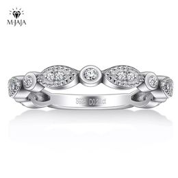 Rings MJAJA Moissanite Wedding Band Marquise Half Eternity Ring 925 Sterling Silver D Colour VVS1 Lab Diamond Rings for Women Jewellery