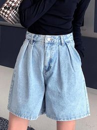 Jeans Circyy Jean Shorts Women Summer Light Blue Loose Denim Shorts Washed High Waist Pockets Casual Streetwear Vintage Y2k Fashion