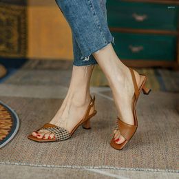 Dress Shoes Women's Sandals Novelties 2024 Roman Sexy Sandal Party Orthopaedic Summer High Heeled Small Stiletto Heels Genuine Leather Orange