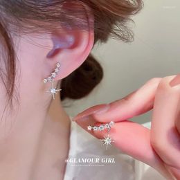 Stud Earrings Silvery Multiple Rhinestone Star 925 Sterling Silver For Women Engagement Jewelry Wholesale