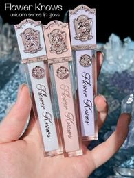 Flower Knows Unicorn Series Crystal Lipgloss Glasting Watery Film Mirror Lip Glaze Liquid Lipstick Longlasting Makeup Beauty 240111