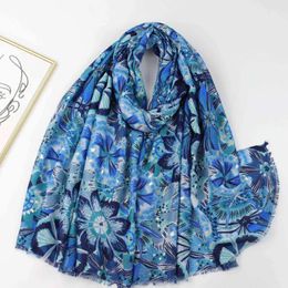 Scarves 2024 Est Women Printed Pattern Gold Foil Scarf Cotton Voile Shawls