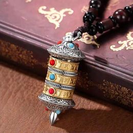 Pendant Necklaces Openable And Spinning Cylinder For Men Women Personalised Trendy Retro Ethnic Style Six Character Mantra