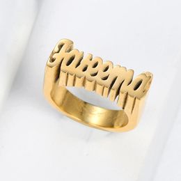 Rings 2021 Customised Name Ring Personality Hip Hop 3D Ring Fashion Punk Letter Number Men Ring Stainless Steel Ring For Woman Jewellery