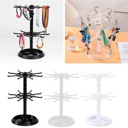 Two Tier Counter Top Spinner Display Stand Jewelry Rotating Ring Display Holder Necklace Keychain Pendants Organizer 240110