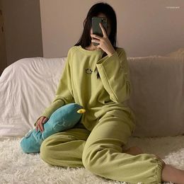 Women's Sleepwear Autumn Spring Solid Colour Pyjama Sets Women Cotton Bathrobe Long Girl Mujer Loosen Night Suits Homewear