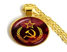 Vintage USSR Soviet Badges Sickle Hammer Pendant Necklace CCCP Russia Emblem Communism Sign Top Grade Jewelry For Friends Gift33643170485