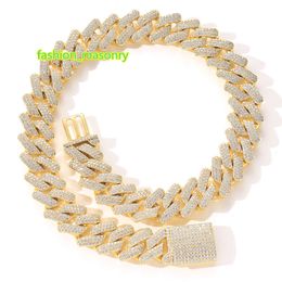 2022 Trending Dropshipping Hip Hop 20mm Cubic Zircon Rose Gold Iced Necklace Cuban Chain Moissanite Bracelet Hiphop Chain
