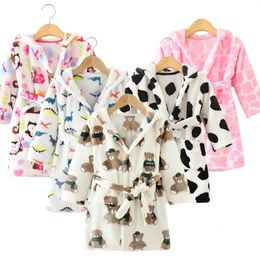 Children Bath Robes Flannel Winter Kids Sleepwear Robe Infant Pijamas Nightgown For Boys Girls Pyjamas 10-2 Years Baby Clothes 240111