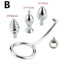 Metal Cock Lock anal hook anal plug anal expansion penis ring Anal sex toys for men prostate massage masturbator drop 240110