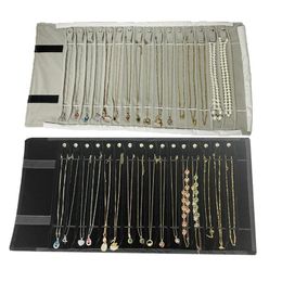 Display Black PU Leather set Jewellery Display Roll Bag Necklace Punch Pendant Ring Earring Stud Chain Organiser Display Travel Roll Bag