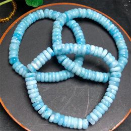 Link Bracelets Natural Larimar Bracelet Abacus Heishi Beads Crystal Reiki Healing Stone Fashion Jewellery Gift For Women Men 3X7MM