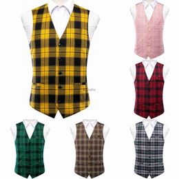 Men's Vests Hi-Tie Jacquard Viscose Mens Vest Striped Waistcoat Sleeveless Jacket Wedding Business Silver Gold Blue Yellow Green Red PinkL240104