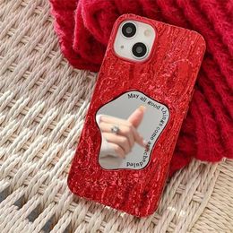 Cute Candy Colour Mirror 3D Rock Pattern Phone Case For iPhone 15 14 13 12 11 Pro Max Soft Shockproof Back Cover 100pcs