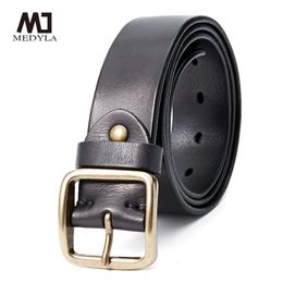MEDYLA Men's High Quality Genuine Leather Belt Luxury Designer Belts Men Copper Buckle Strap Male Jeans For Man Cowboy MD21403 240110