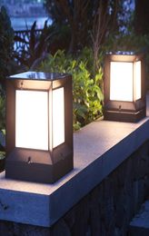 LED Solar Pillar Light IP65 Waterproof Square Solar Gate Lamp For Villas Garden Porch Home Solar Stigma Lights Double Light6664668