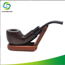 Smoking pipes Wooden smooth pipe velvet cloth pipe bag packaging, curved old-fashioned convenient Philtre cigarette holder