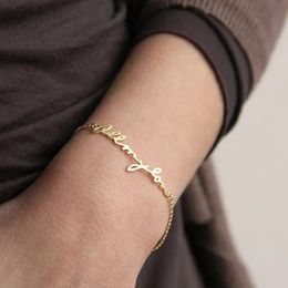 Bangles Personalized Nameplate Bracelet for Girls Pendant Bracelet Stainless Steel Gold Bracelet Custom Name Jewelry