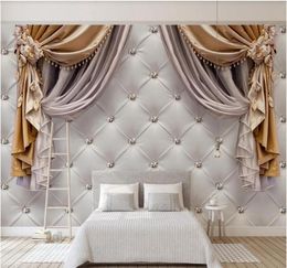 3d wallpaper custom po mural 3d European curtain soft package TV background wall home decor wall art pictures6352268