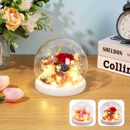 Other Home Decor New LED Rose Flowers Gift Battery Operated Artificial Rose Light Eternal Rose Flowers in Glass Dome Mothers Valentines Day Giftvaiduryd