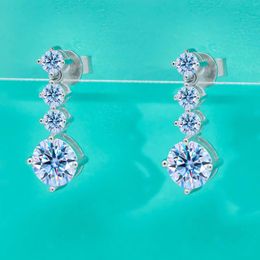 Stud Earrings 2.6 Carat Genuine All Moissanite For Women Pt950 S925 Sterling Silver Tassel Ear Ring GRA Jewellery Wholesale