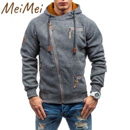 Autumn and Winter Allmatch Sweatshirt Personality Side Zipper Hooded Male Sweater American Cationic Flannel for Men 240111