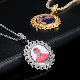 Necklaces Hip Hop Jewelry Iced Out Personalised Memory Photo Pendant Micro Pave Zircon Rhombus Necklace For Pendant Free Custom Logo