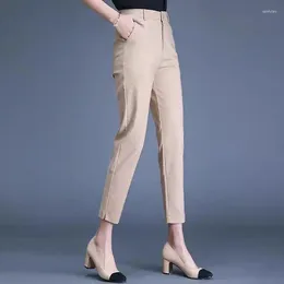 Women's Pants Spring And Autumn Solid High Waist Skinny Suit Harem Plus Size Button Fashion Casual Office Lady All-match Trousers