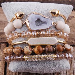 Bracelets Fashion Boho Natural Stone Beaded Bracelet Jewellery Multi 6pc Stack Bracelet & Bangle Sets For Women Gift