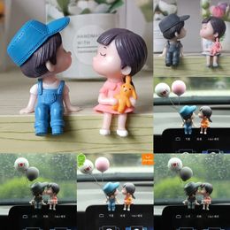 New Car Air Freshener 2Pcs/Set Car Decoration Cute Cartoon Couple Dashboard Doll Balloon Ornament Auto Interior Accessories for Girls Newlyweds Gift