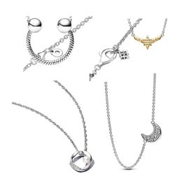 Pendants 925 Silver Charm Women's Necklace Studded Chain Jewellery Making Moon Necklace Ushaped Pendant DIY Versatile Pearl Neckpiece Gift