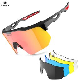 Cycling Sunglasses for Men Women with 5 Interchangeable Lenses HD Polarised Sports Baseball Running Fishing 240111