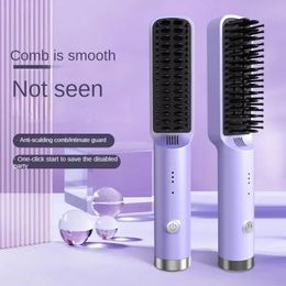 Rechargeable Hair Straighteners Comb And Straightening Brush Hair Styling Appliances Home Portabl Curling Iron Mini Negative 240111