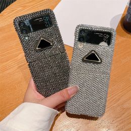 Designer Samsung Phone Case Galaxy Zfold 2 3 4 5 Folding Screen Fashion Full Diamond Folded Phones Cases Z Flip Series Cellphone Hard Covers