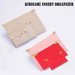 Bag Parts Accessories 3pcs Kirigami Pochette insert Organiser with Golden chain Crossbody bag Kirigami Pochette Envelope Bag Inser209j