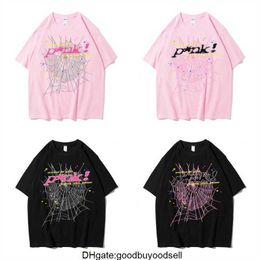 24ss Men T Shirt Pink Young Thug Sp5der 555555 mans Women Quality Foaming Printing Spider Web Pattern Tshirt Fashion Top Tees ya U2Y6