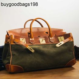Designer Bag Handbags Duobai Vintage Vegetable Tanned Leather Platinum One Shoulder Portable Travel Handmade Texture Casual Cowhide Large Canvas