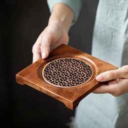 Tea Trays Creative Walnut Teapot Cushion Household Kettle Mat Ceremony With Pot Holder Set Accessories